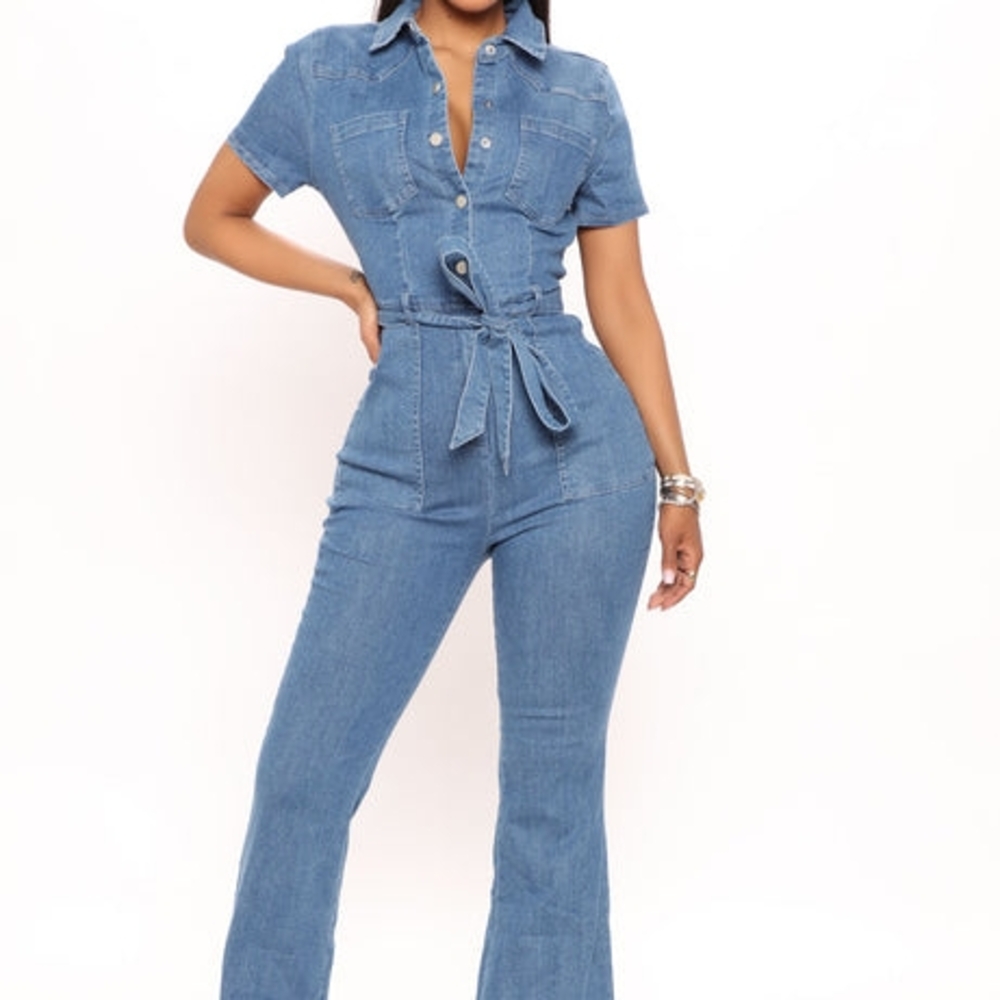 Fashion Nova Blue Denim Jumpsuit